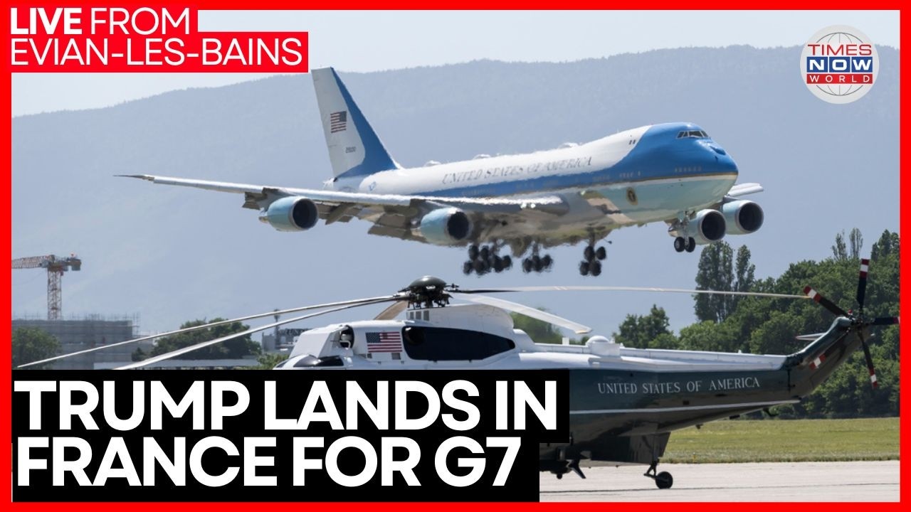 TRUMP G7 ARRIVAL LIVE | Trump Lands At Geneva Airport Ahead Of Macron G7 Summit Clashes