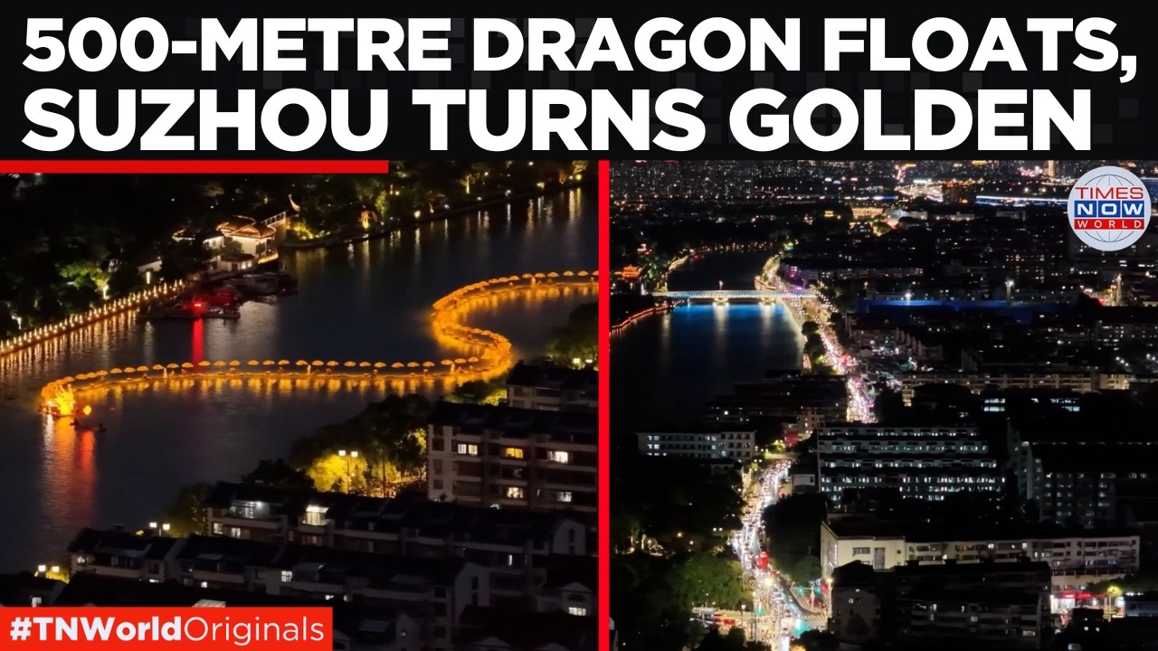 WATCH: China's Giant Golden Dragon Lights Up Suzhou In Stunning Night Spectacle | Times Now World