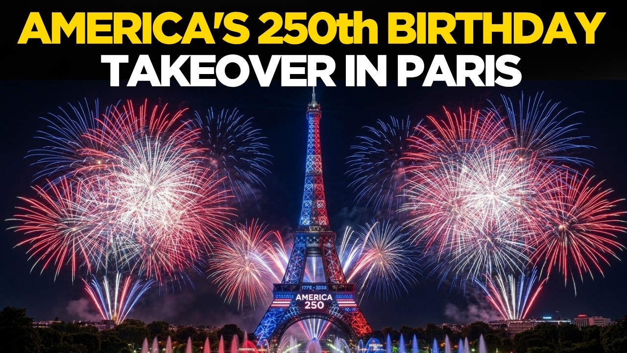 EIFFEL TOWER US 250 LIVE | France Lights Up Paris In Red, White & Blue For Am...