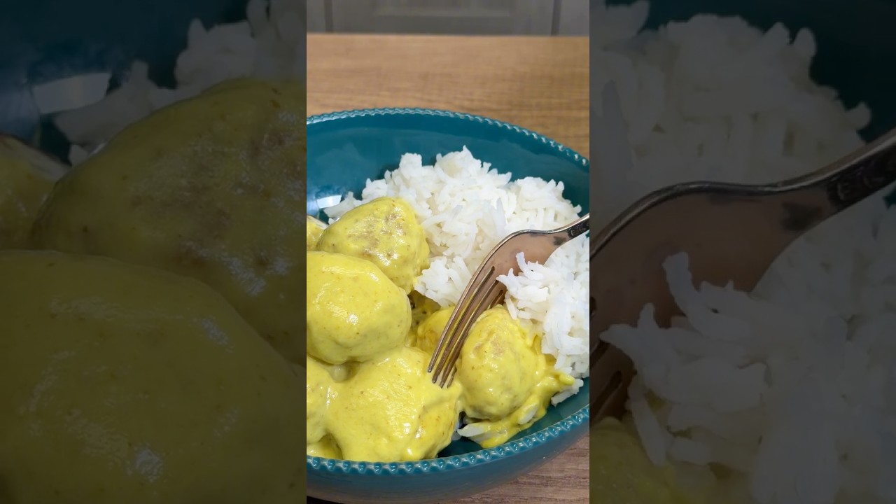 POLPETTE di TACCHINO CREMOSE al LATTE di COCCO e CURRY😋🍛 #Shorts