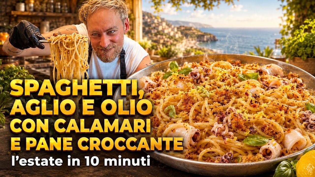Aglio e olio e peperoncino calamari e mollica croccante ricetta super VELOCE