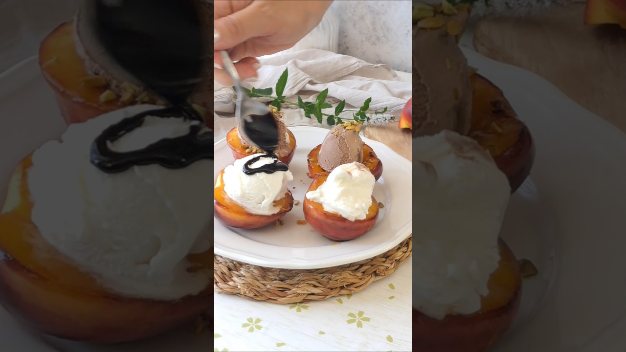 PESCHE CARAMELLATE AL GELATO #pesche #gelato #peschecaramellate