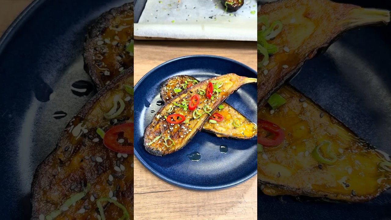 MISO GLAZED EGGPLANT🌿🥢 Le melanzane non sono mai state così sorprendenti💚 #Shorts