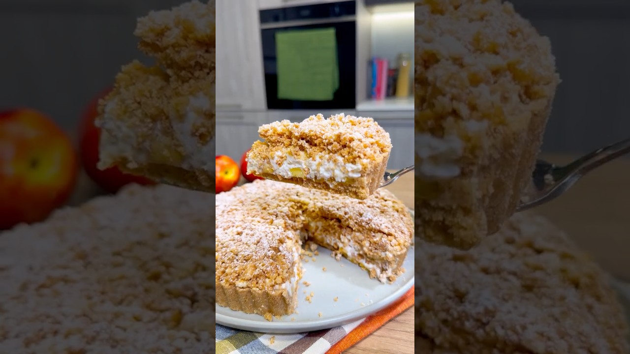 SBRICIOLATA SENZA COTTURA ALLE PESCHE, AMARETTI E RICOTTA💛💛 #Shorts
