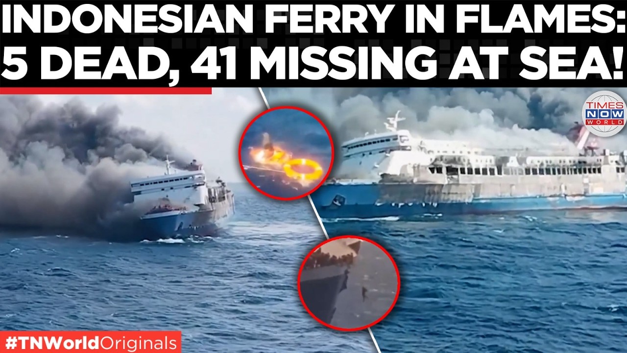 WATCH: Indonesian Passenger Ferry KMP Mutiara Sentosa II Burns at Sea, At Least 5 Dead, 41 Missing