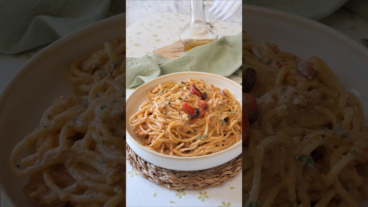 SPAGHETTI AL PESTO DI PEPERONI #spaghetti #peperoni #lacucinadirita