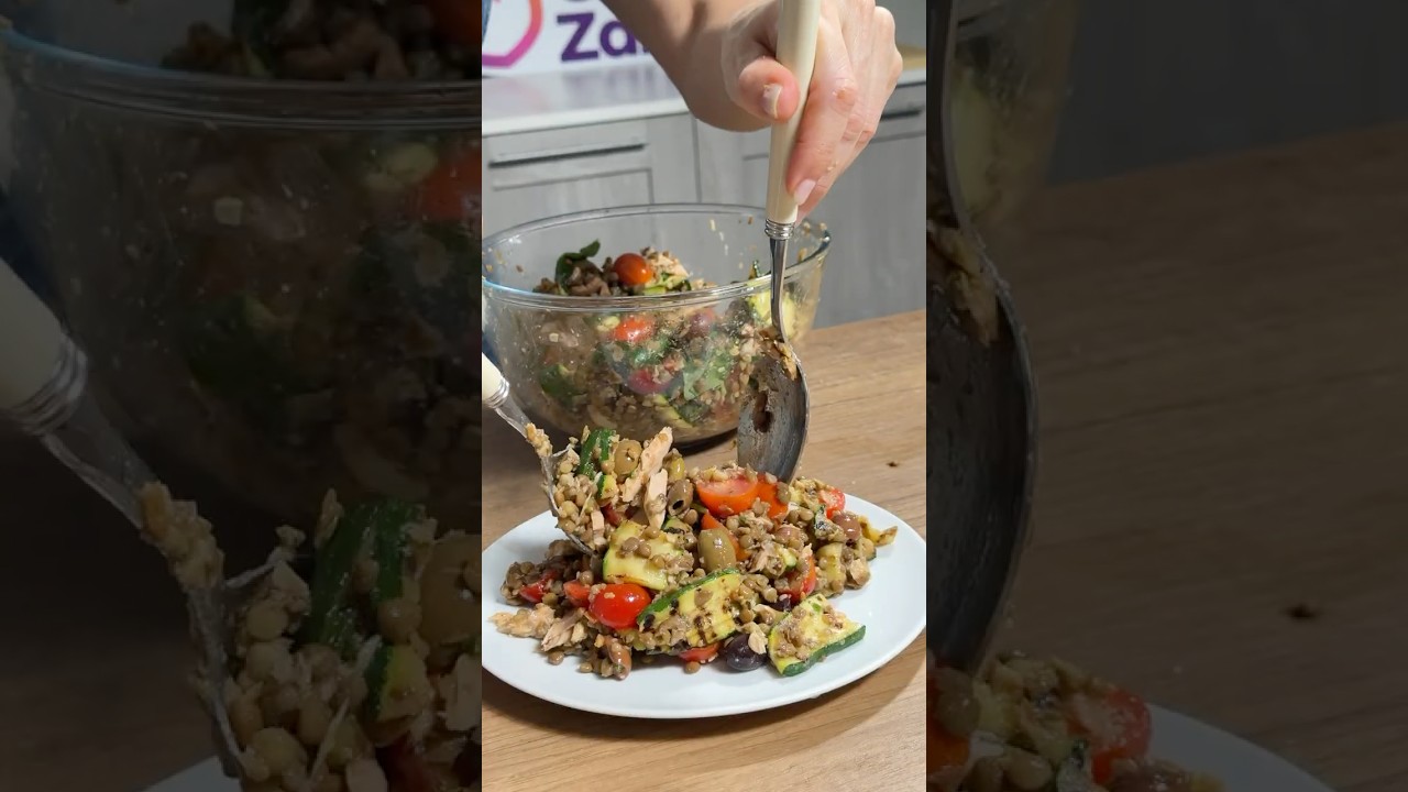 INSALATA di LENTICCHIE con zucchine, tonno, olive e pomodorini 🥗☀️ #Shorts