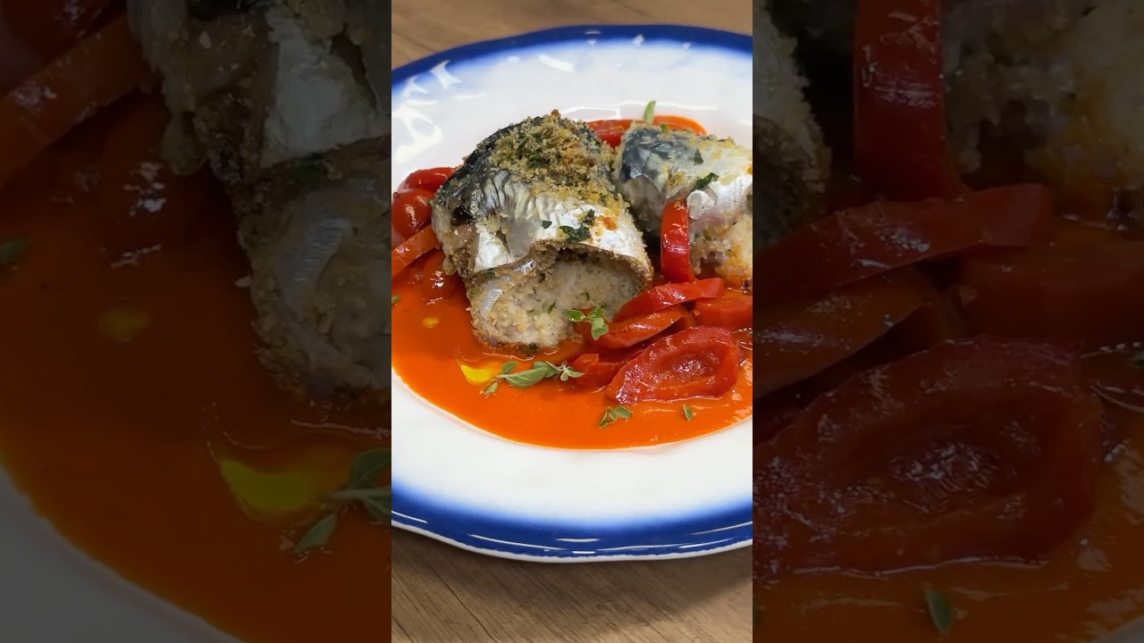 INVOLTINI di SGOMBRO e PEPERONI...profumo unico🌿🐟🍅 #Shorts
