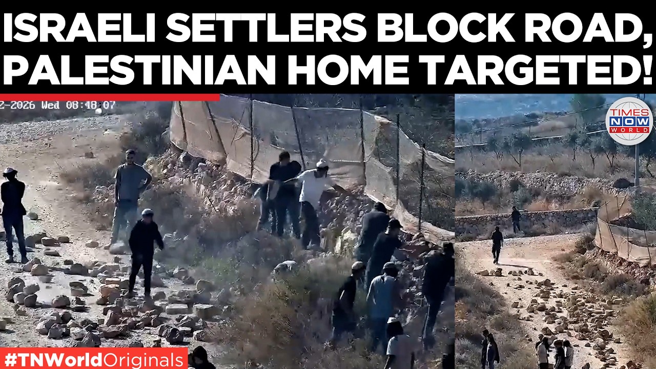 CCTV Shows Israeli Settlers Blocking Road & Laying Stones Near Palestinian Family Home In Nablus!