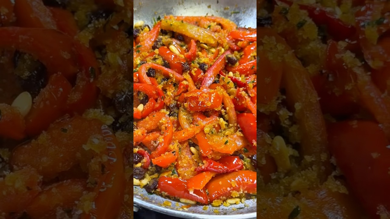 PEPERONI IN AGRODOLCE AMMOLLICATI IN PADELLA: le ricette della nonna 🫑🌿🥖 #...
