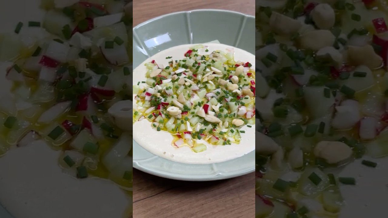 GAZPACHO di ANACARDI e MANDORLE con TARTARE di VERDURE☀️🥥🌱 #Shorts