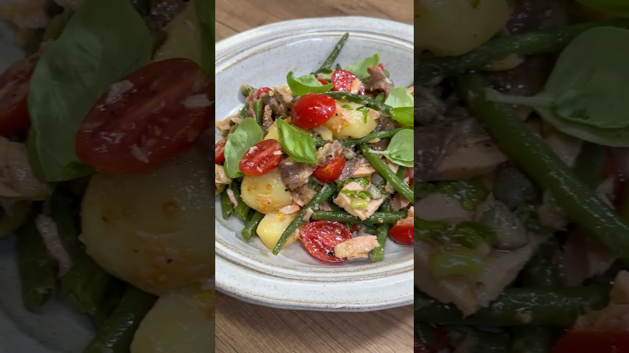 INSALATA di PATATE, FAGIOLINI, TONNO, OLIVE e CAPPERI🥔☀️🌿 #Shorts