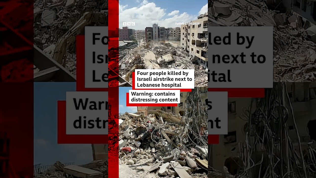 Israeli strikes next to the hospital killed four people, Lebanese authorities said. #BBCNews