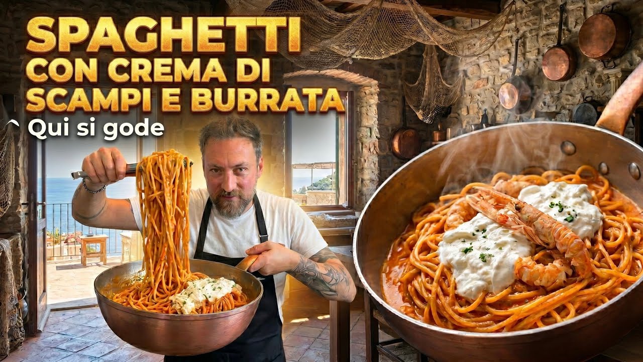 Spaghetti alla crema di scampi con burrata pugliese,TRUCCHI E SEGRETI per un ...