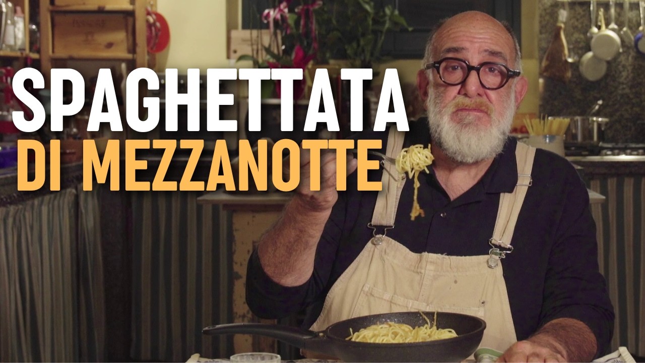La spaghettata di mezzanotte secondo Giorgione con tanto aglio, olio, piccante e pane grattugiato