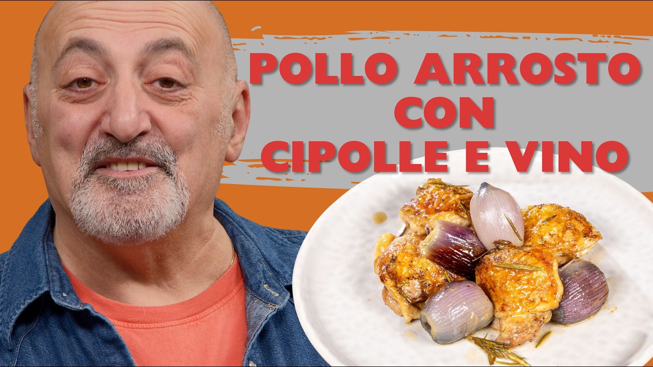 Pollo arrosto con cipolle e vino