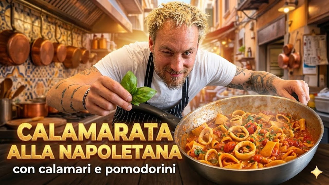 Calamarata alla Napoletana con sugo di pomodorini e calamari-la pasta dell’Estate☀️ 