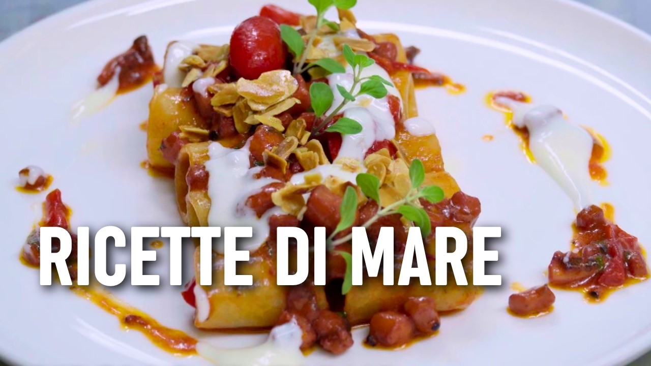 Paccheri al ragù di totani e mandorle tostate
