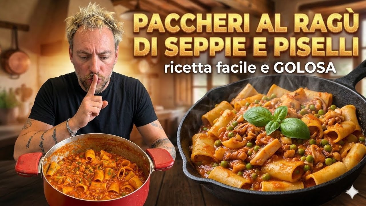 Paccheri al ragù di seppie e piselli,ricetta golosa e perfetta per l’estate 