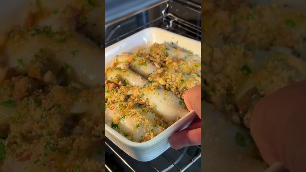 CALAMARI RIPIENI alla SICILIANA su CREMA di PISELLI🌿 #Shorts