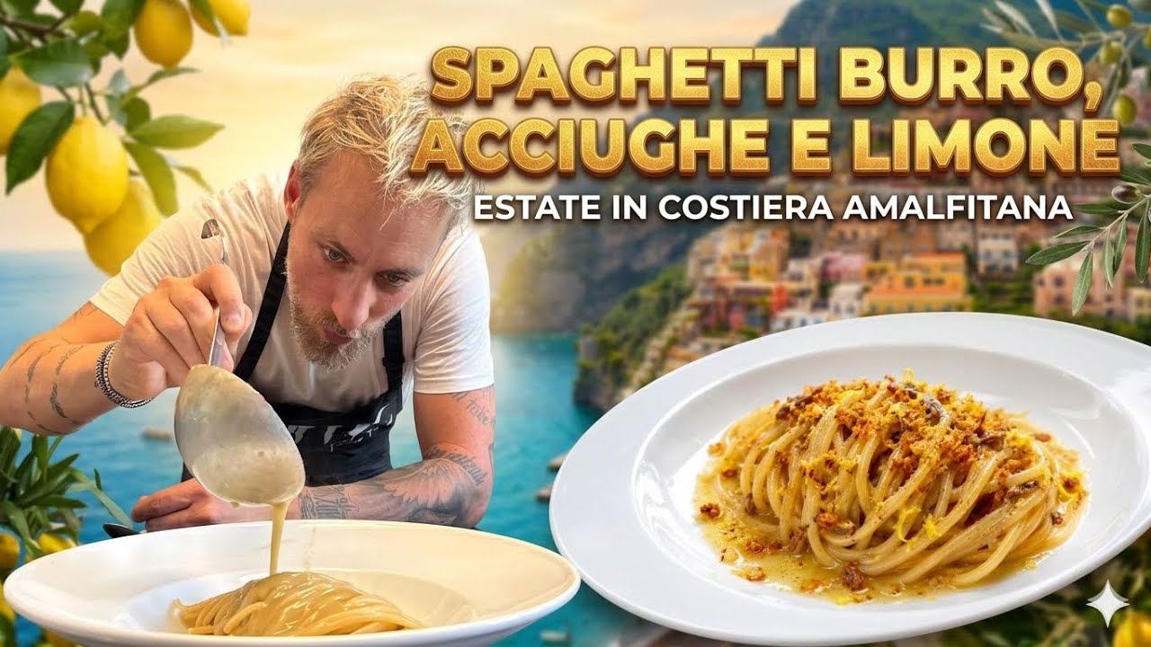 Spaghetti burro e acciughe super cremose,Estate in costiera amalfitana 
