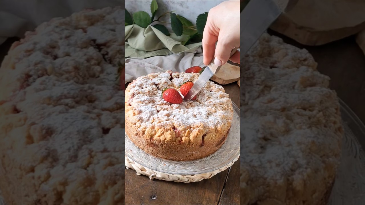 SBRICIOLATA CON CREMA E FRAGOLE 🍓 #fragole #torta #crema #sbriciolata